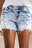 Light Blue Distressed Raw Hem Casual Bleached Denim Shorts