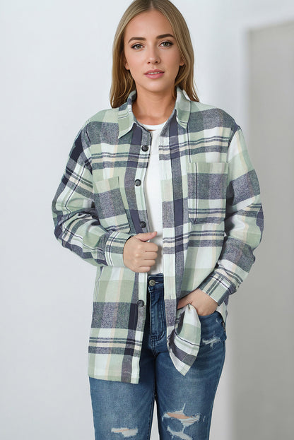 Pink Long Sleeve Collared Button Up Flannel Shirt