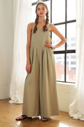 ADORA Square Neck Wide Leg Overalls with Pockets