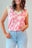 Pink Floral V-Neck Contrast Trim Knitted Vest