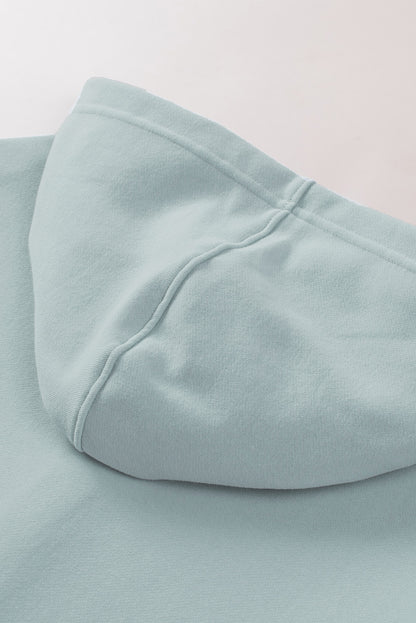 Light Blue Casual Batwing Sleeve Pocket Henley Hoodie