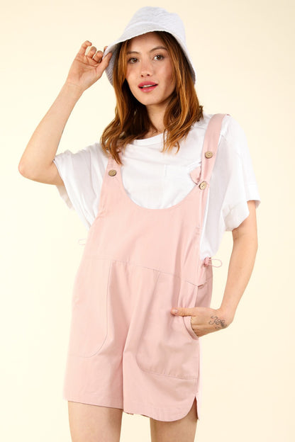 VERY J Adjustable Waist Suspender Overalls with Pockets