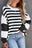 Blue Striped Casual Drop Shoulder Pullover Sweatshirt