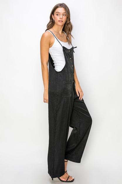 HYFVE Half Button Sleeveless Straight Jumpsuit