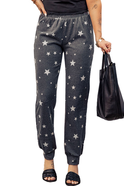 Star Print Elastic Waist Joggers