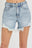 RISEN High Rise Side Step Hem Denim Shorts