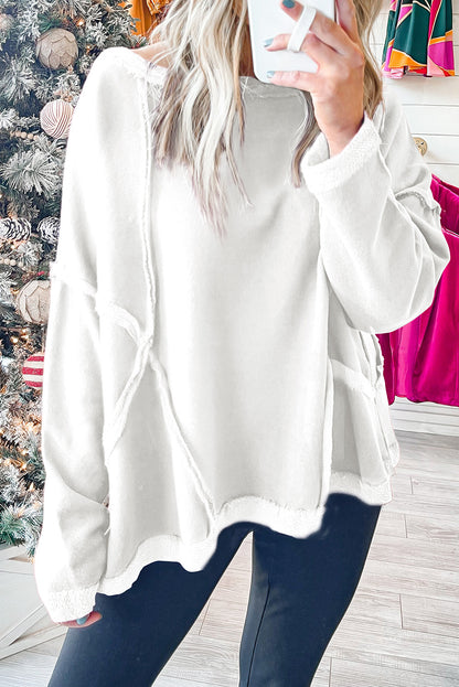 Drop Shoulder Exposed Seam Oversized Sweatshirt