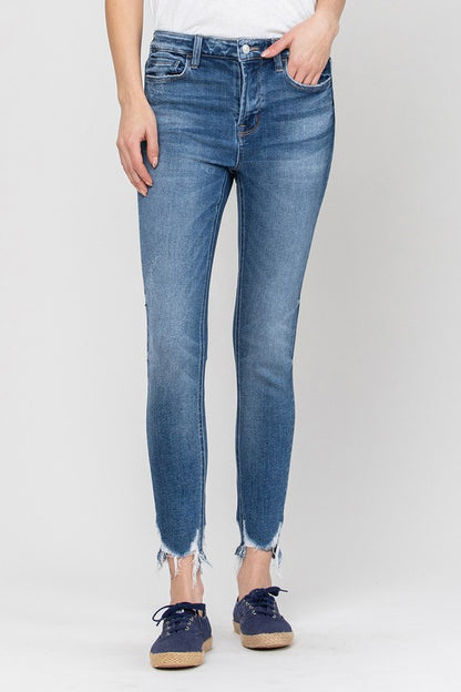 High Rise Ankle Skinny Hem Detail