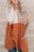 Orange Colorblock Casual Seam Pocket Loose Top