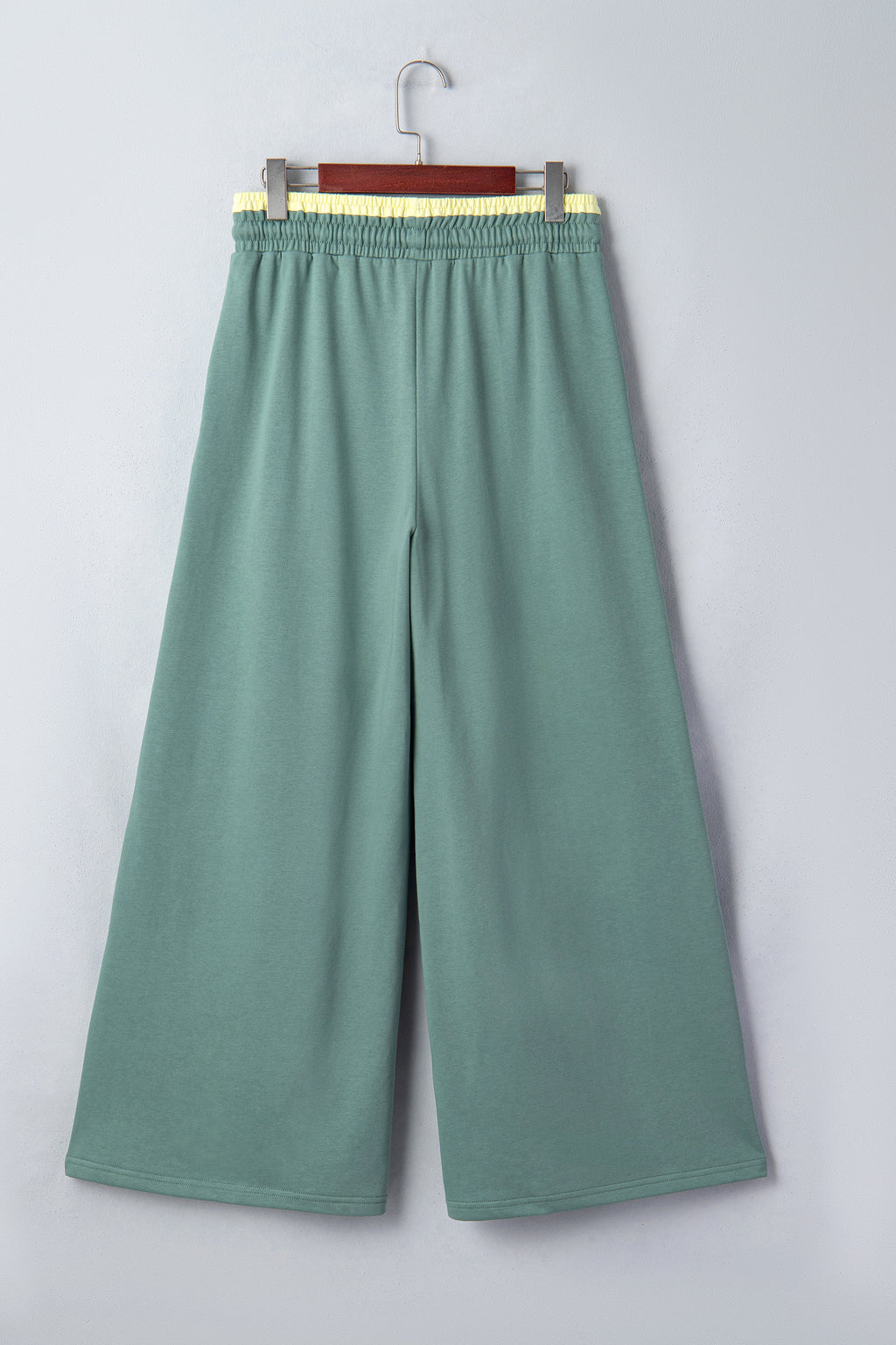Grapefruit Orange Color Block Flower Patchwork Drawstring Contrasted Elastic Waist Wide Leg Pants