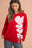 Racing Red Love Jacquard Bow Knitted Sweater