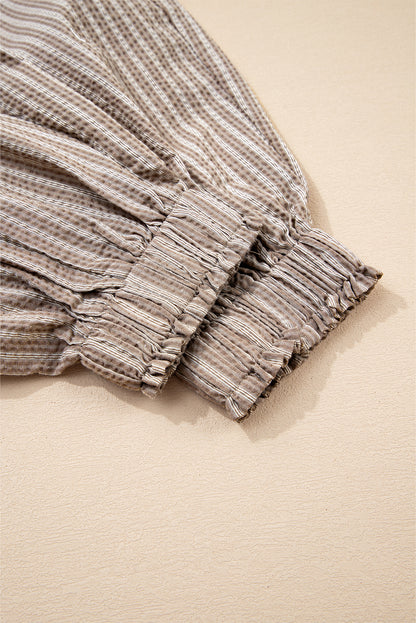 Brown Striped Pocket Knot Detail Lantern Pants