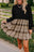 Black Plaid Patchwork High Waist Sweatshirt Mini Dress