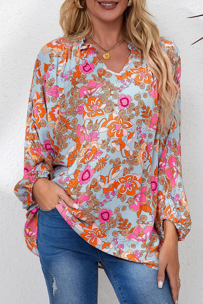 Boho Wide Sleeve Smocked Waist Floral Dress