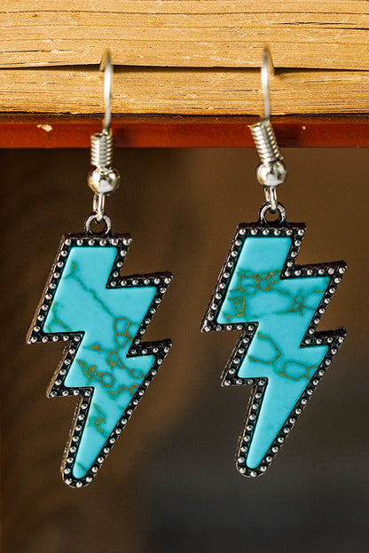 Marble Texture Retro Lightning Bolt Earrings