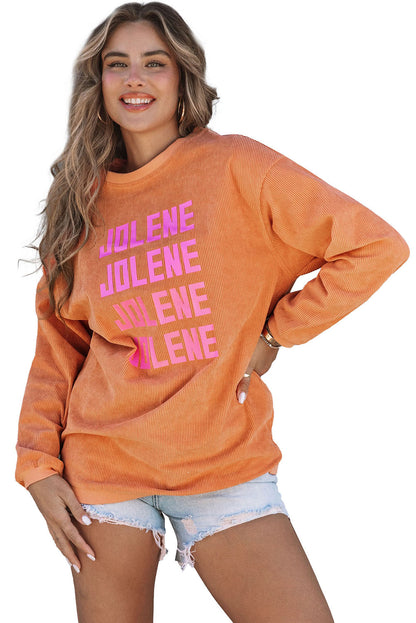 Orange Plain Drop Sleeve Rib-Knit Oversized Sweatshirt