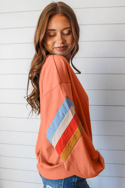 Moonlight Jade Patchwork Drop Sleeve Loose Sweatshirt
