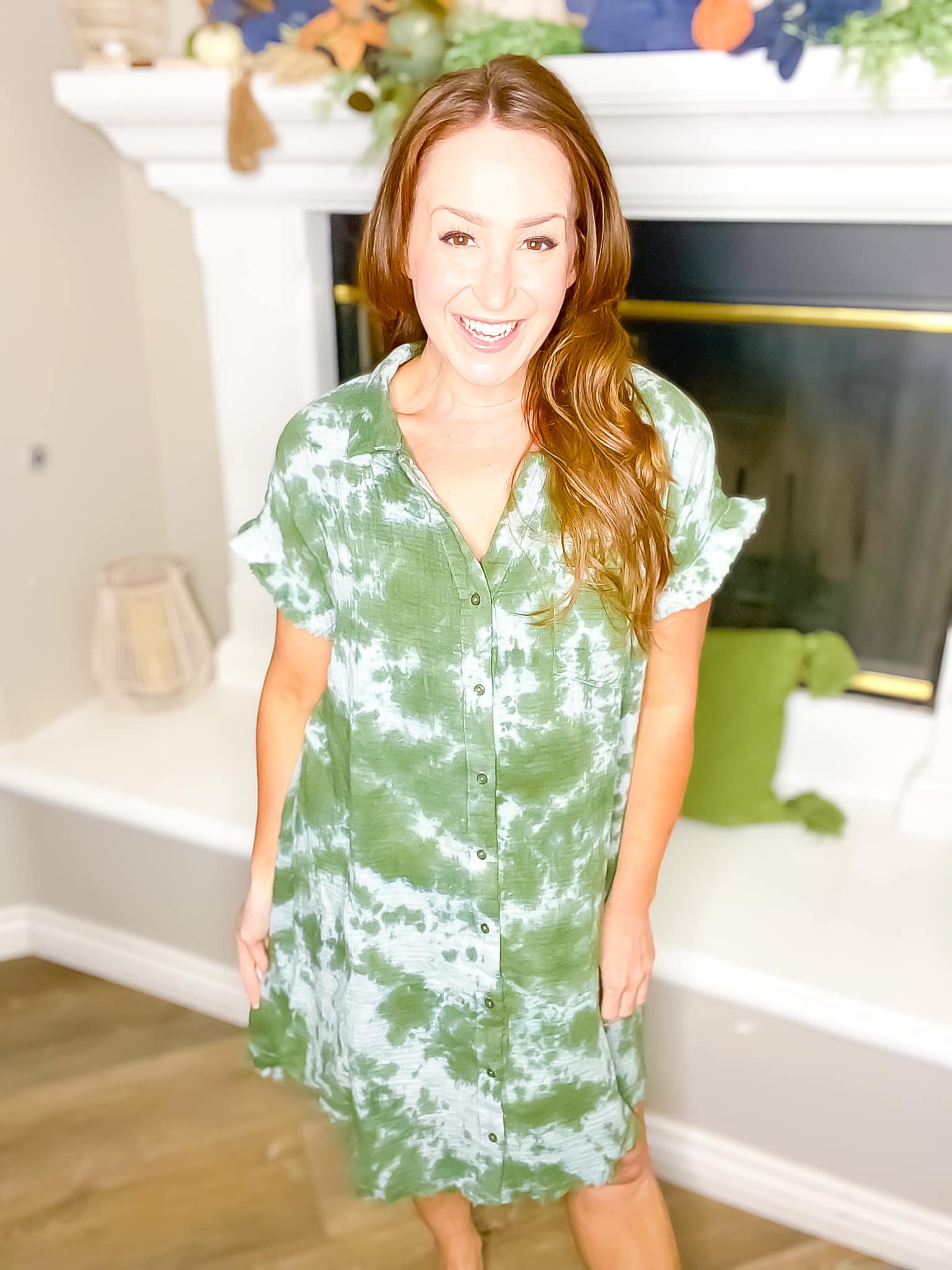 Umgee Gauze Green Tie Dye Dress