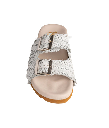 Intertwine Dual Woven Strap Slide in White