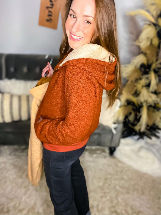 Listicle Rust Fuzzy Jacket