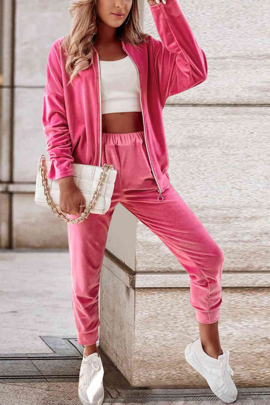 Zip-Up Jacket and Pants Set