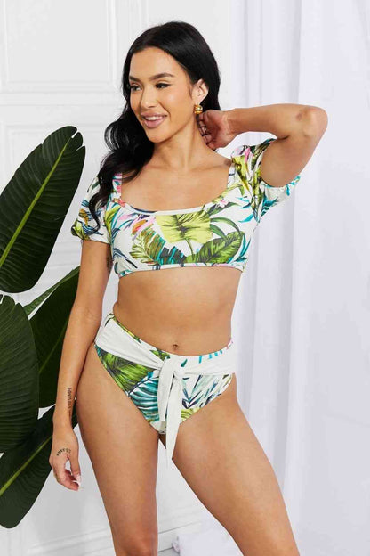 Marina West Swim Vacay Ready Puff Sleeve Bikini in Floral