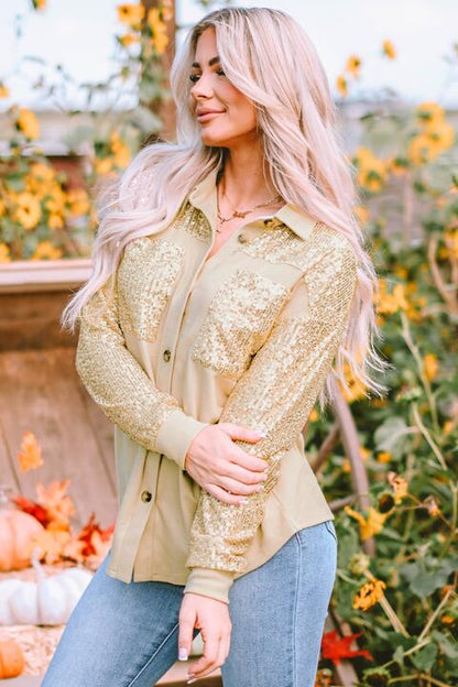 Sequin Long Sleeve Shirt