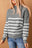 Striped Decorative Button Mock Neck Sweater