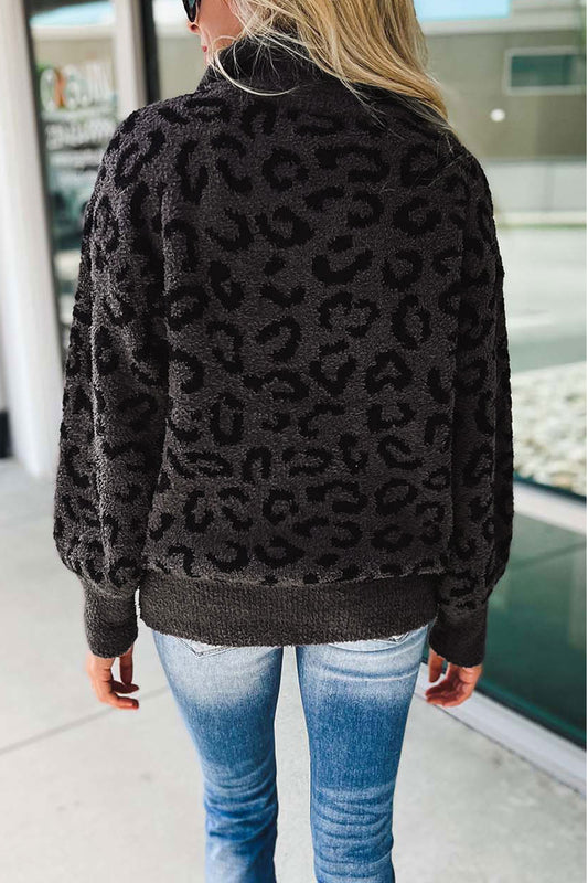 Leopard Half-Zip Sweater