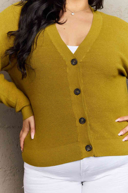 Zenana Kiss Me Tonight Full Size Button Down Cardigan in Chartreuse