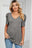 Heathered V-Neck Puff Sleeve T-Shirt