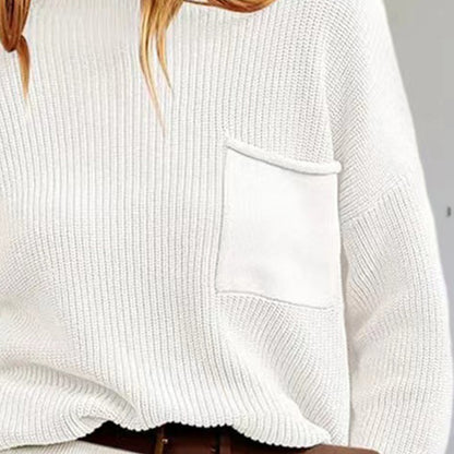 Rib-Knit Dropped Shoulder Sweater