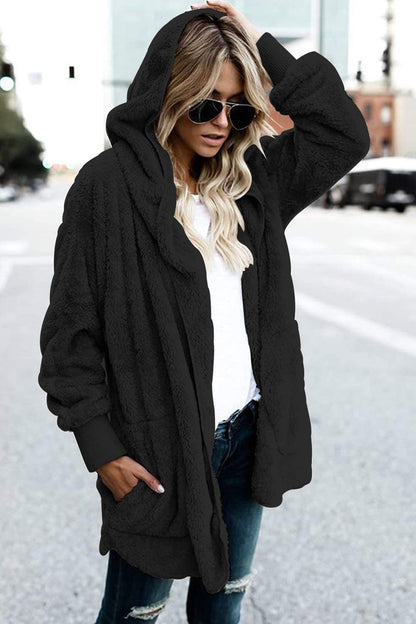 Teddy Hooded Jacket with Pockets