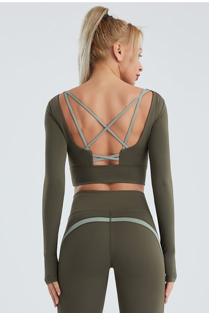 Crisscross Cropped Sports Top