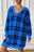 Plaid V-Neck Long Sleeve Sweater Dress