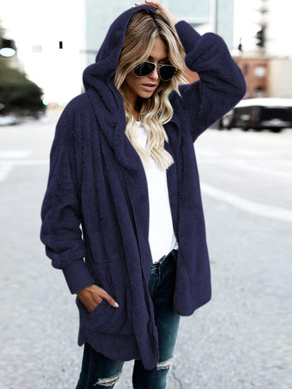 Teddy Hooded Jacket with Pockets