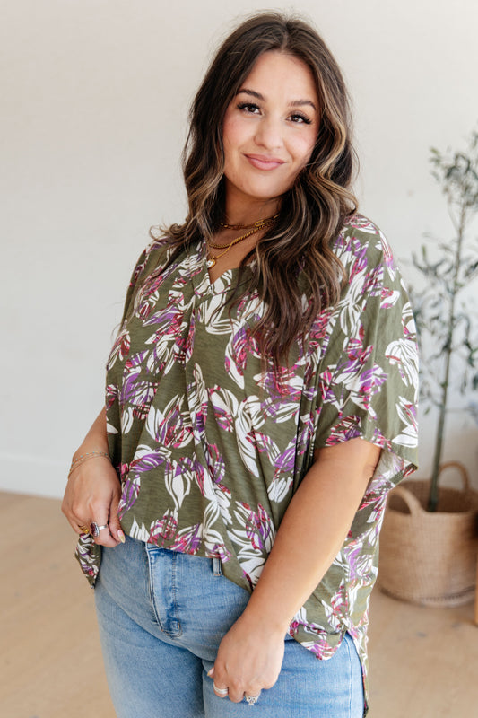 Flower Girl Floral V-Neck Top