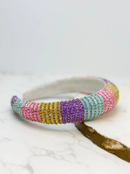 PREORDER: Pastel Stripe Padded Rhinestone Headband