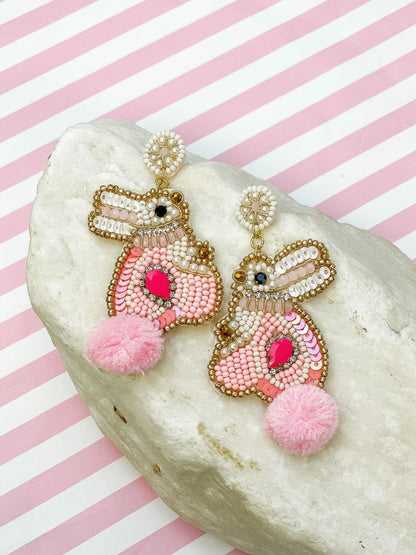 PREORDERL Bunny Seed Bead Statement Earrings