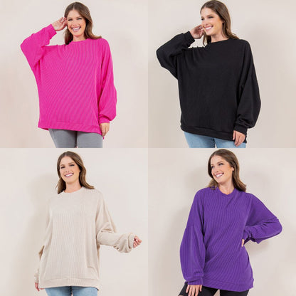 PREORDER: Ribbed Pullover in Four Colors