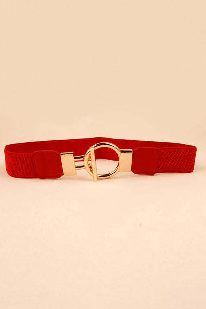 Circle Shape Buckle Zinc Alloy Buckle PU Leather Belt