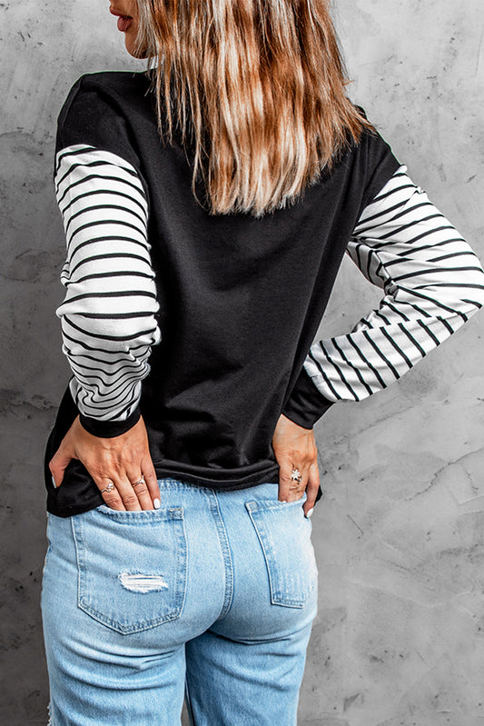 Star Striped Drop Shoulder Top