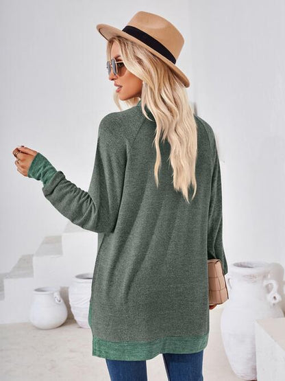 Contrast Mock Neck Long Sleeve T-Shirt