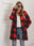 Plaid Collared Neck Longline Coat