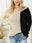 Two-Tone V-Neck Long Sleeve Knit Top