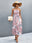 Floral Print Tie Waist Straight Neck Midi Dress