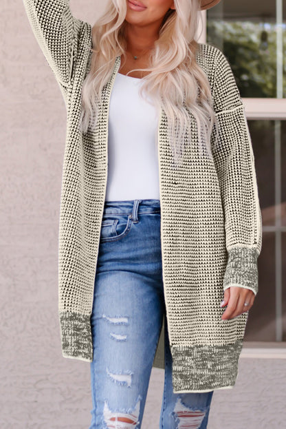 Woven Right Heathered Open Front Longline Cardigan