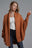 Double Take Dolman Sleeve Open Front Ribbed Trim Longline Cardigan