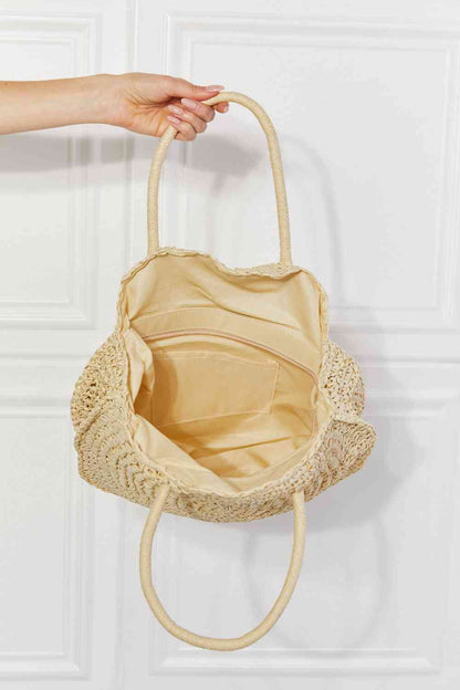 Justin Taylor Beach Date Straw Rattan Handbag in Ivory