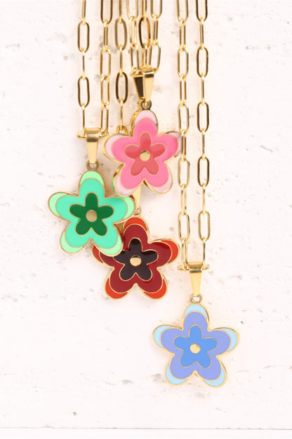 Flower Pendant Stainless Steel Necklace